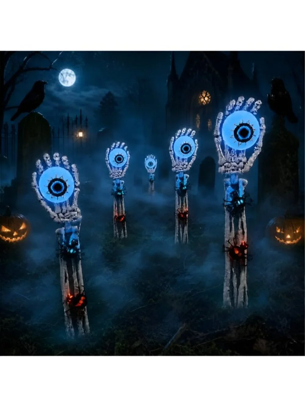 Halloween Decorations Skeleton Arms Hands 2 Packs with Blue Eyeball Lights